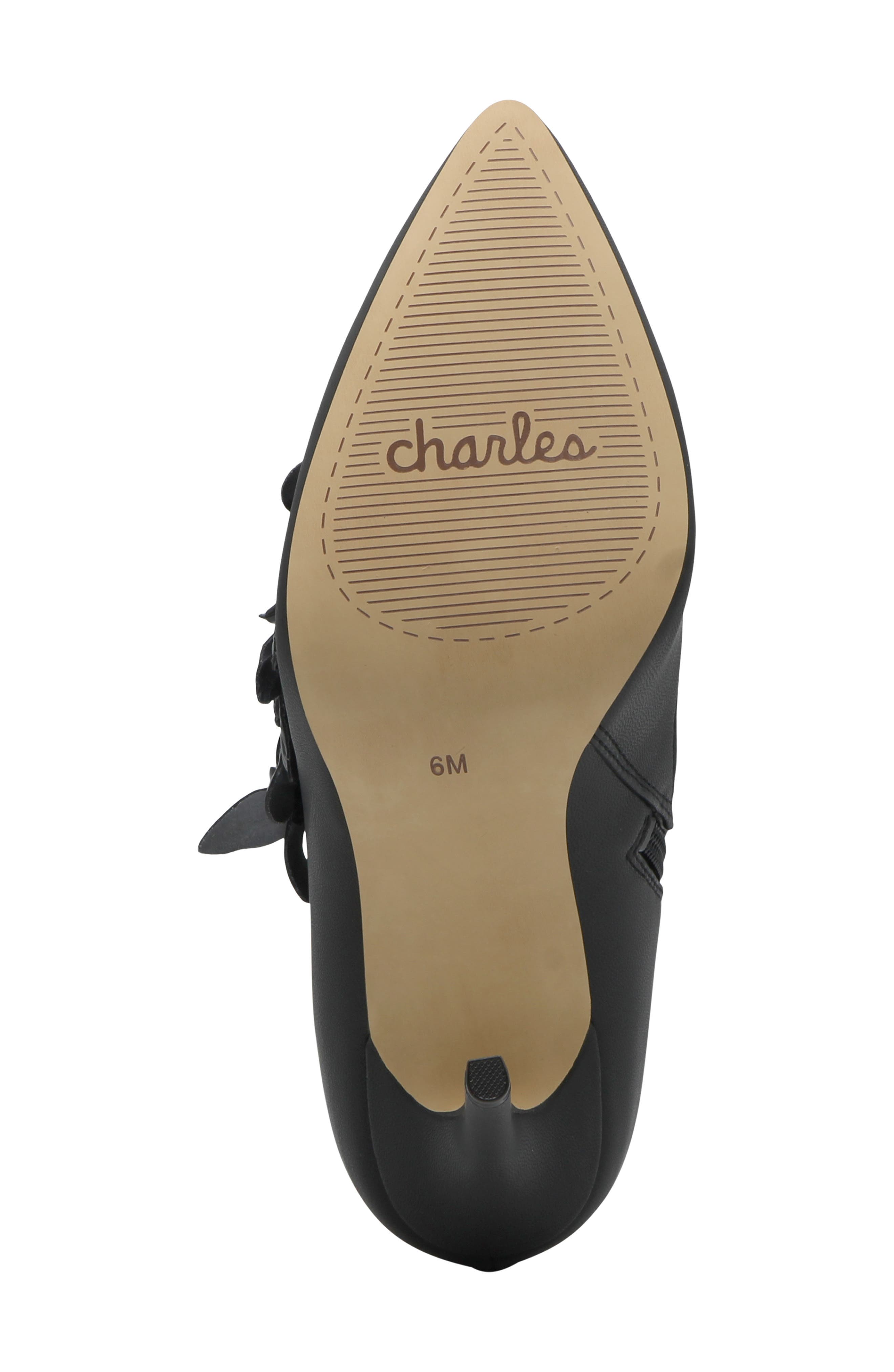 Charles by Charles David Perla Flower Pointed Toe Bootie, Alternate, color, Black