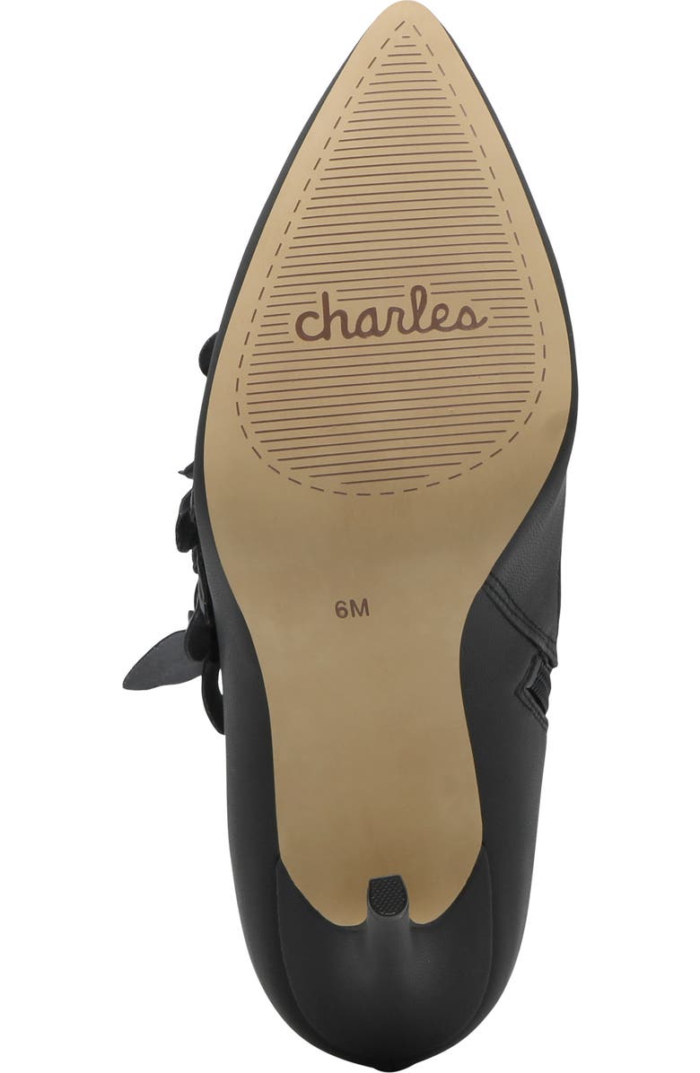 Charles by Charles David Perla Flower Pointed Toe Bootie, Alternate, color, Black