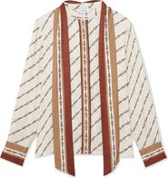 Reiss Lydia Chain Print Tie Neck Button-Up top