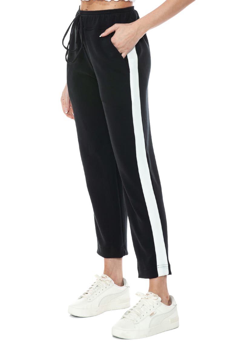 Modal Scuba Knit Stripe Joggers, Alternate, color, BLACK