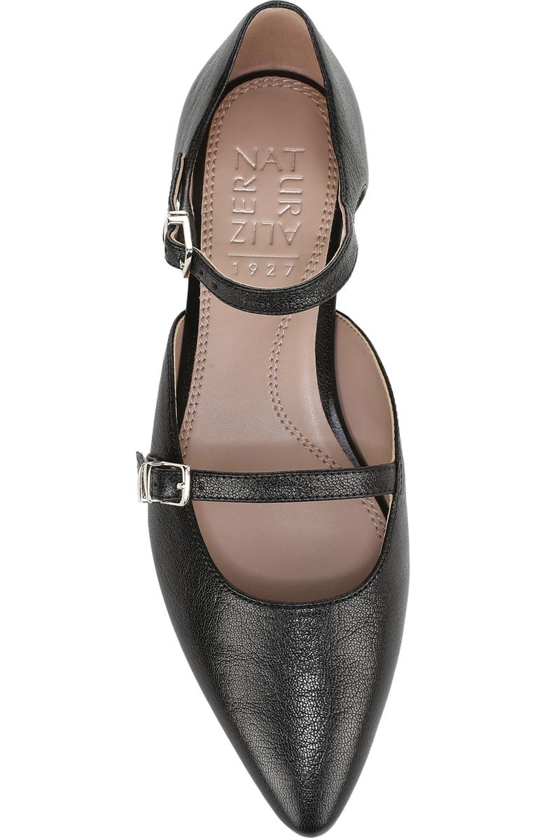 Naturalizer Harmony Ankle Strap Pointed Toe Flat, Alternate, color, Black