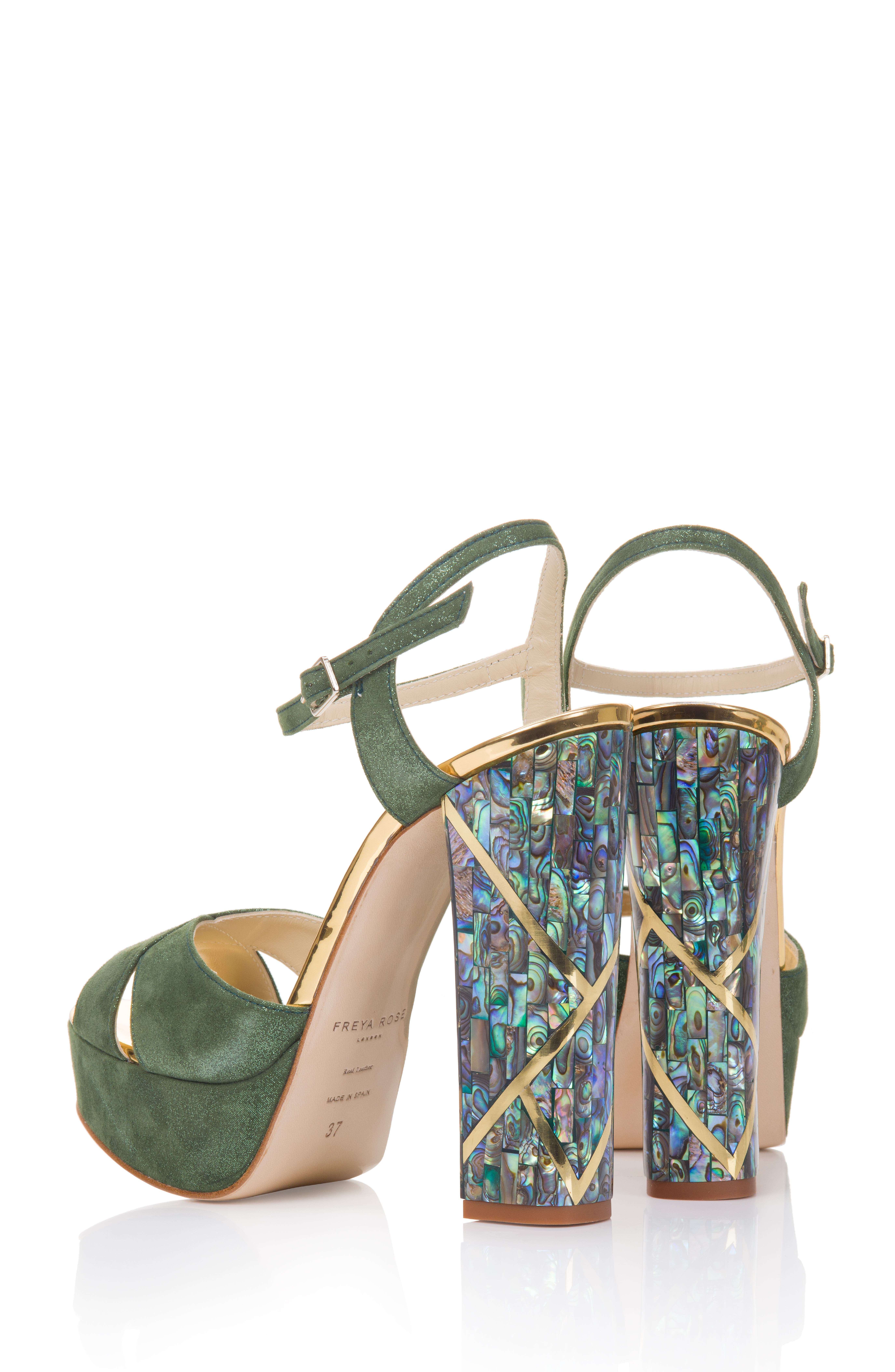 Freya Rose Cher Verde Ankle Strap Pearl Heel Sandal, Alternate, color, 