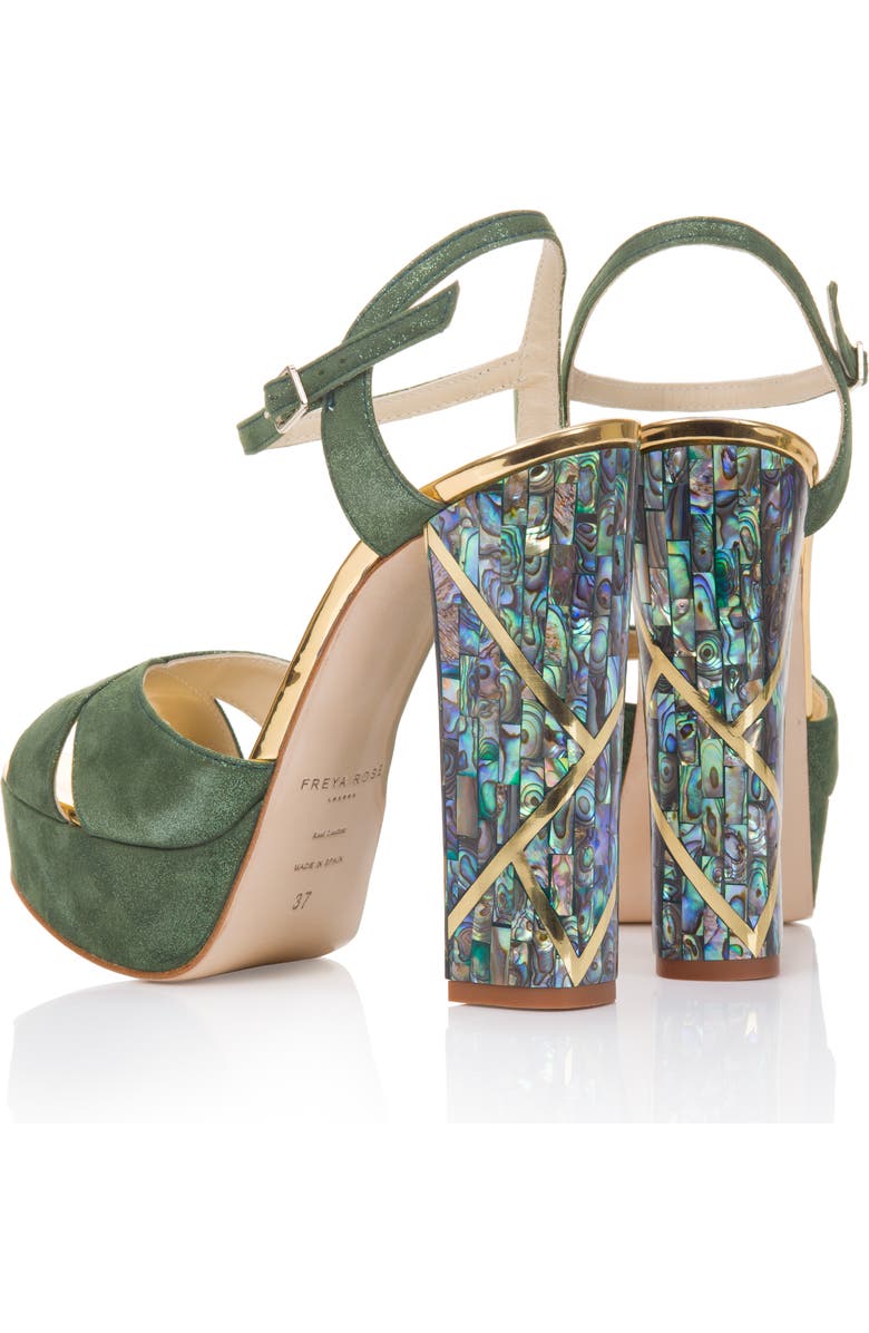 Freya Rose Cher Verde Ankle Strap Pearl Heel Sandal, Alternate, color,