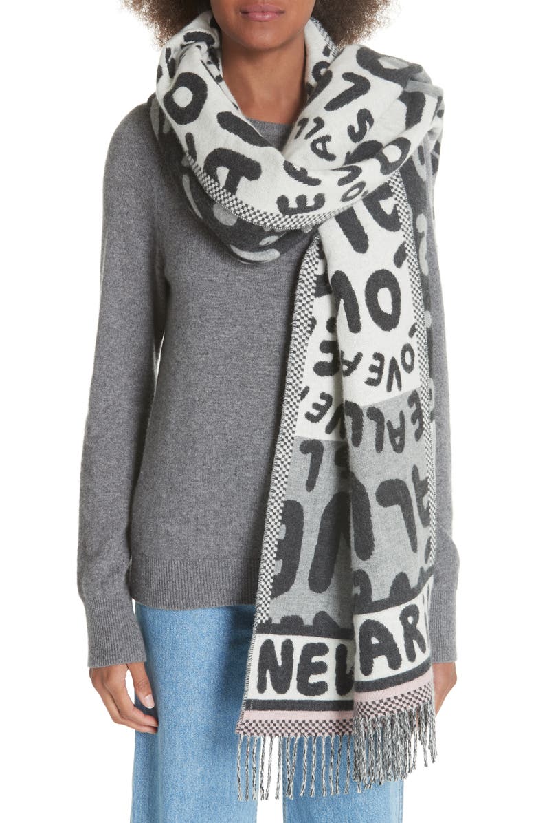 Stella McCartney All Is Love Wool & Cashmere Scarf, Alternate, color, 