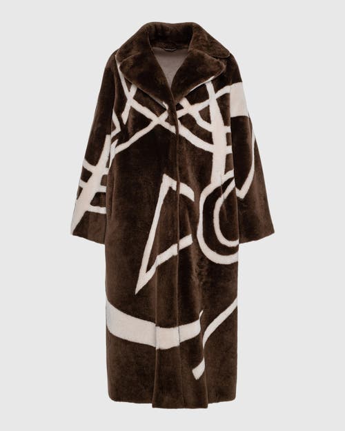 Gorski Shearling Lamb Coat With Intarsia In Brown