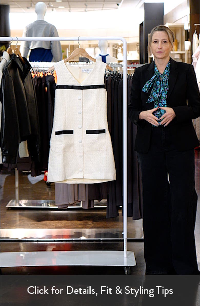 Bow Detail Metallic Tweed Sheath Dress, sales video thumbnail