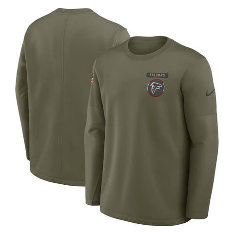 Men's Nike Olive Atlanta Falcons 2025 Salute to Service Sideline Coaches Therma-FIT Long Sleeve Shirt