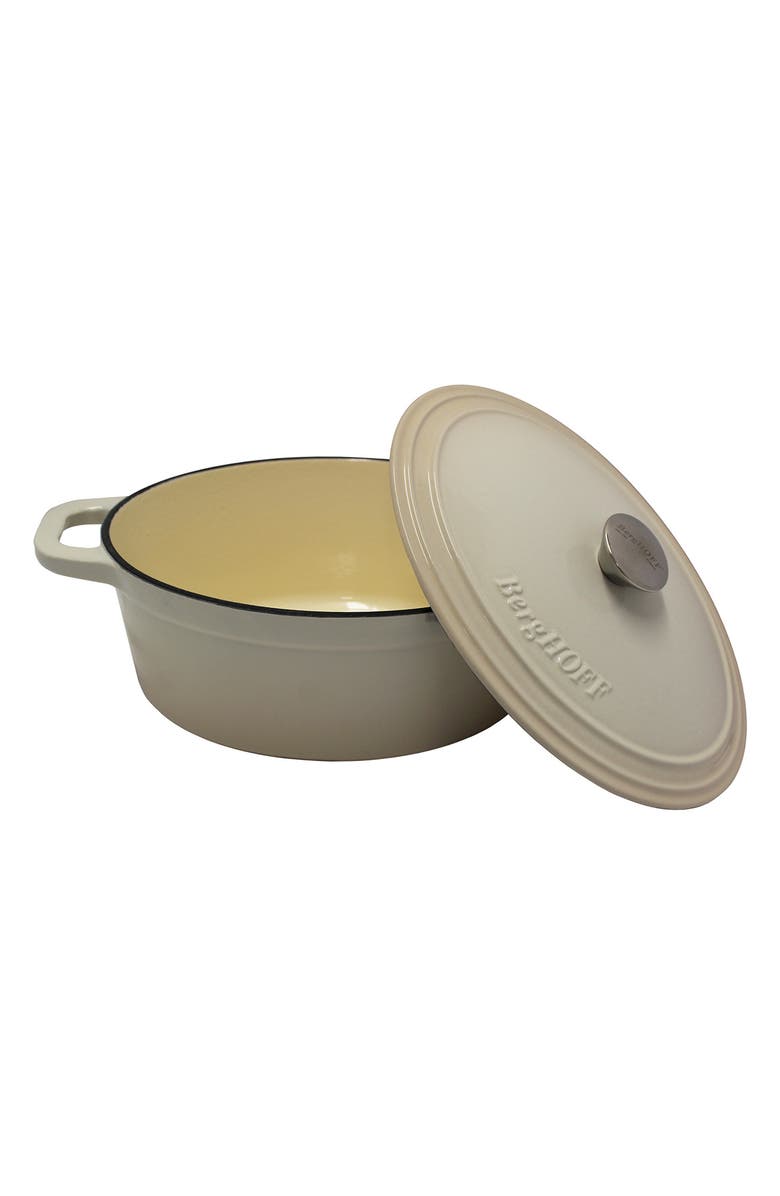 BergHOFF International Neo 5-Quart Cast Iron Oval Covered Dutch Oven, Alternate, color, Cream