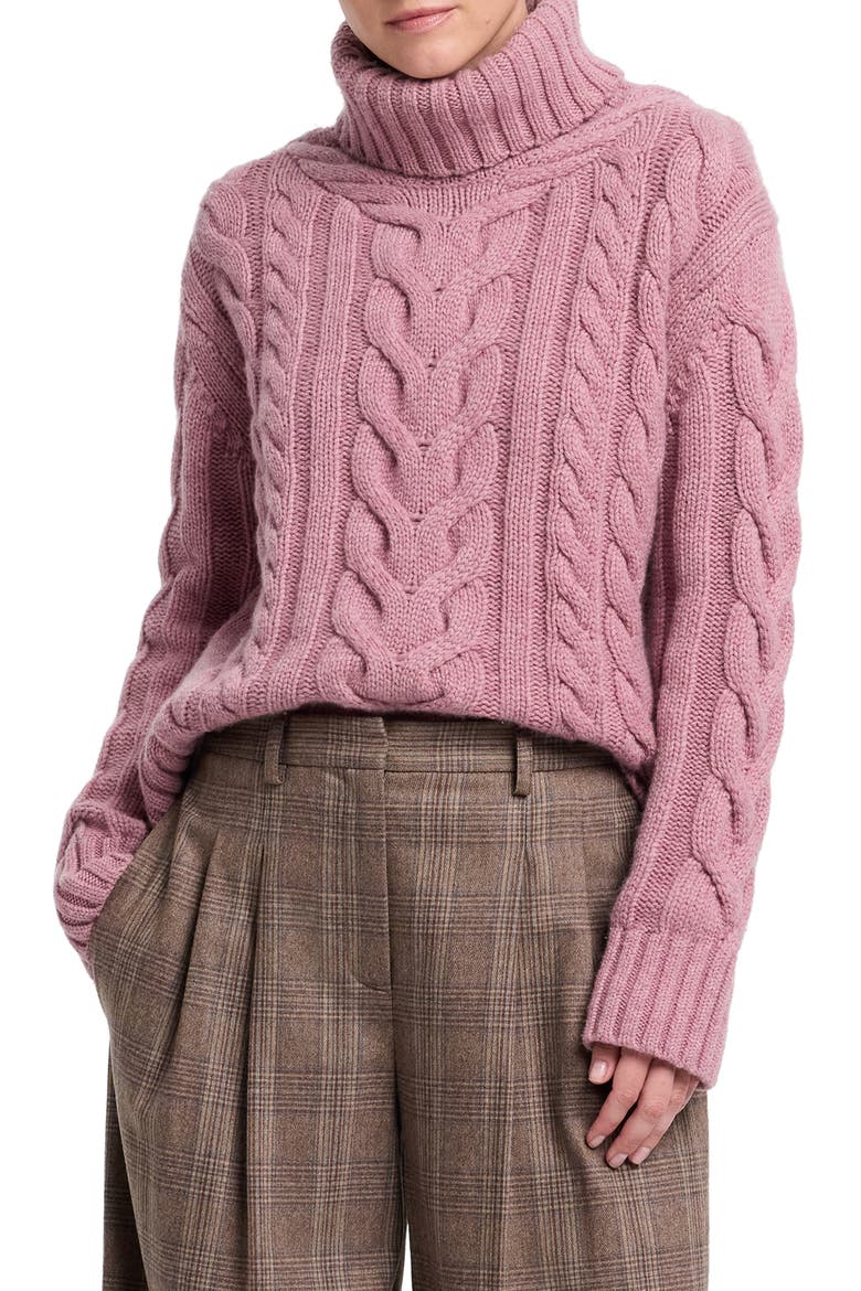 Traveling Cashmere Cable Sweater, Main, color, PLUM