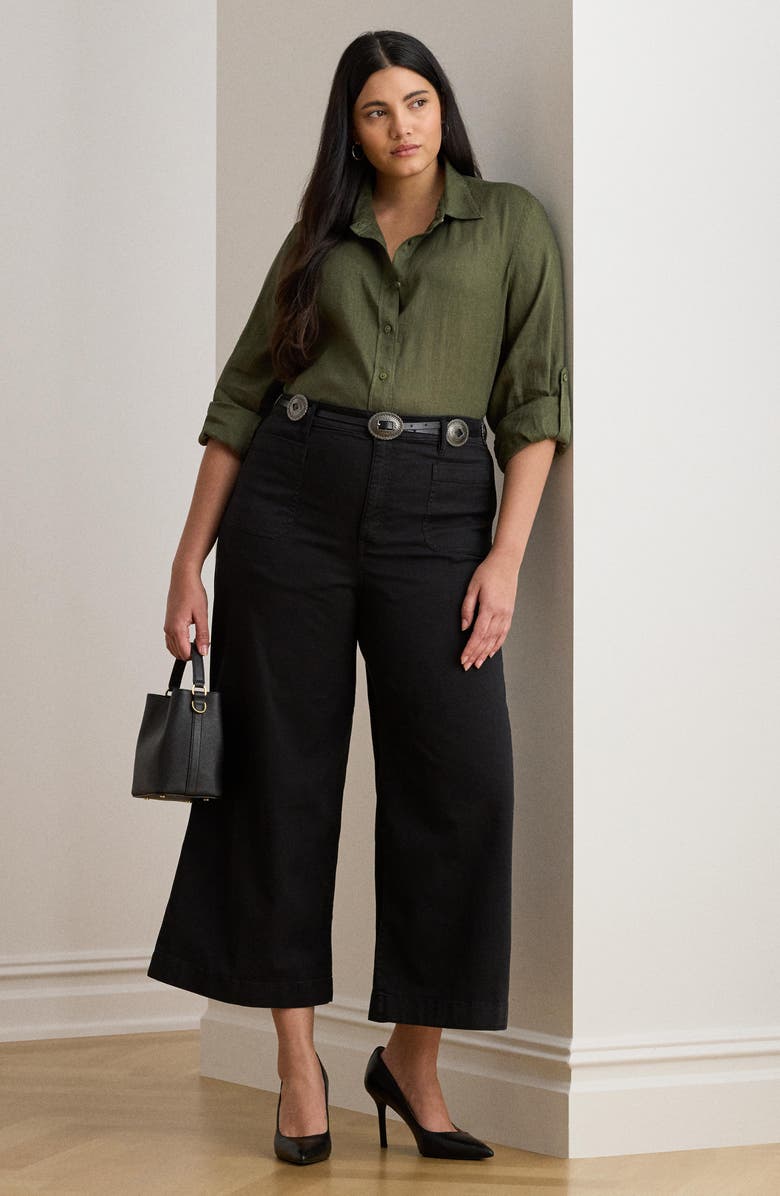 Lauren Ralph Lauren Patch Pocket Crop Wide Leg Twill Chinos, Alternate, color, Black