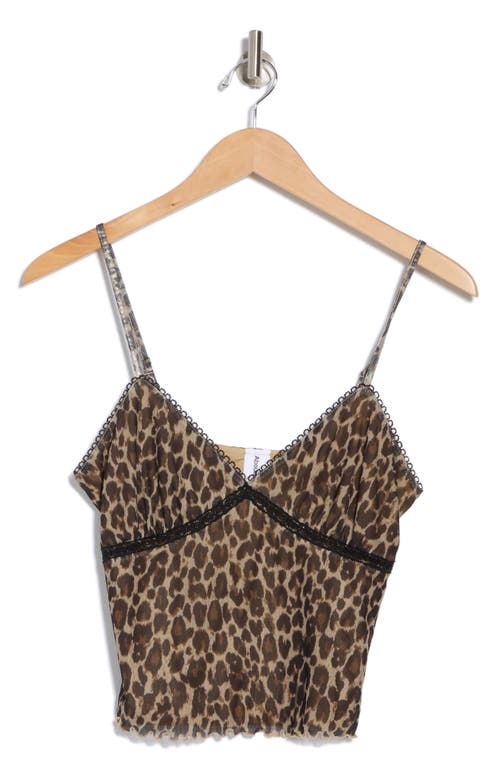 Abound Sweet Mesh Lace Trim Camisole In Animal Print