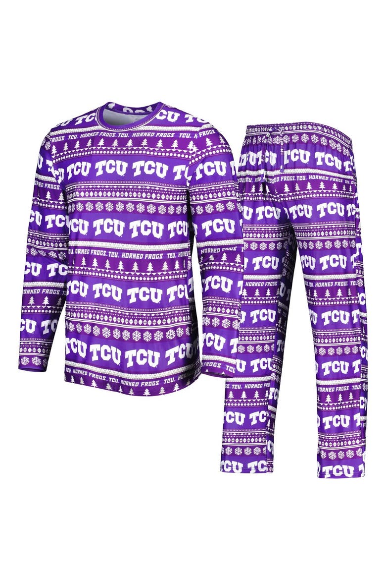 Men's Concepts Sport Purple TCU Horned Frogs Swivel Long Sleeve T-Shirt & Pants Sleep Set, Main, color, Purple