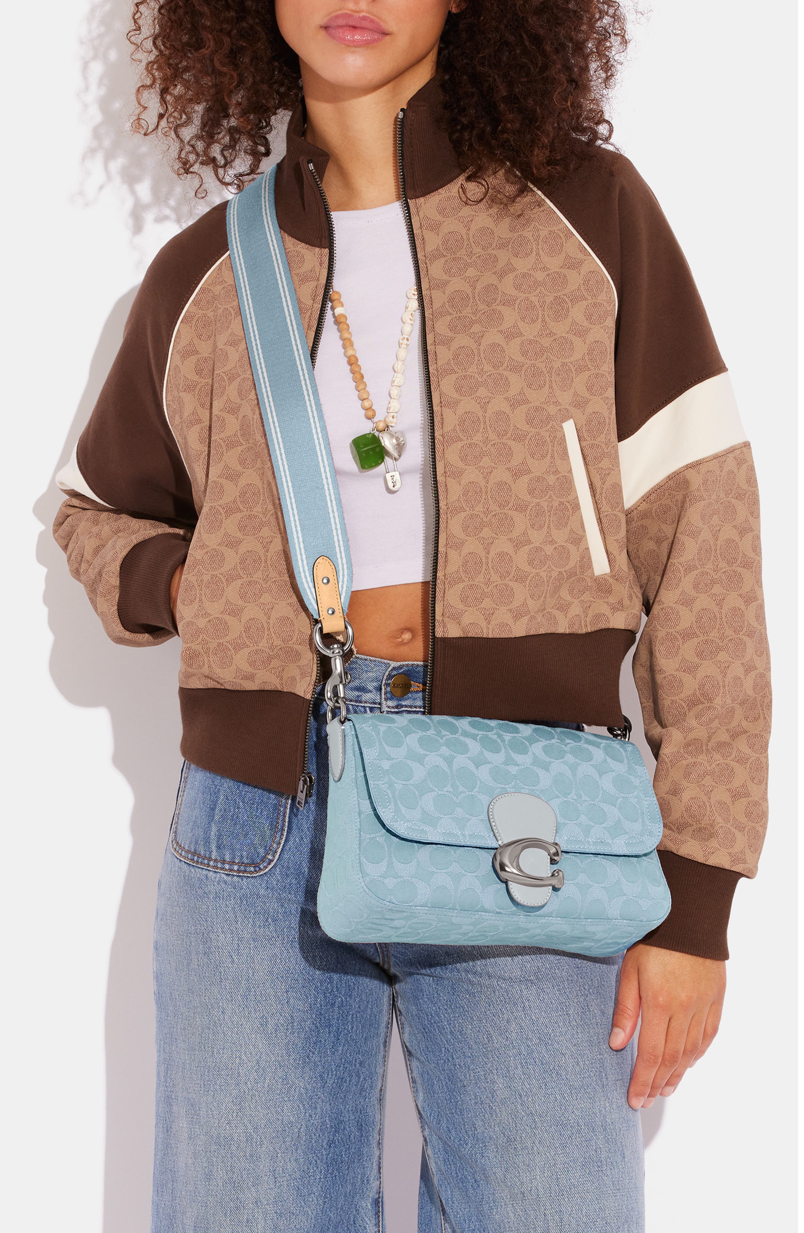 COACH Tabby Soft Signature Washed Denim Shoulder Bag, Alternate, color, 