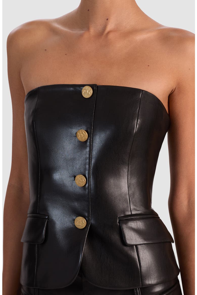 Madison Faux Leather Bustier, Alternate, color, BLACK