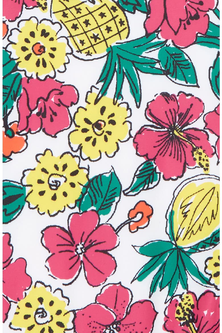 Smocked One-Piece Swimsuit, Alternate, color, WHITE SKETCH FRUITY FLORAL
