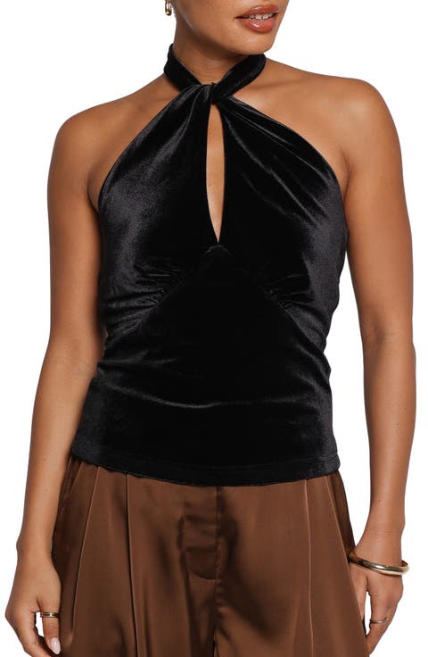 Raquel Velvet Keyhole Halter Top