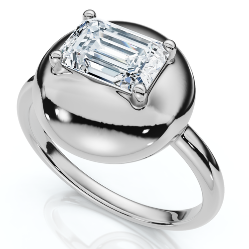 Bliss Diamond 1ct Emerald Cut Solitaire Candy Button Diamond Ring 14k Gold Or Pt Lab Grown In Silver