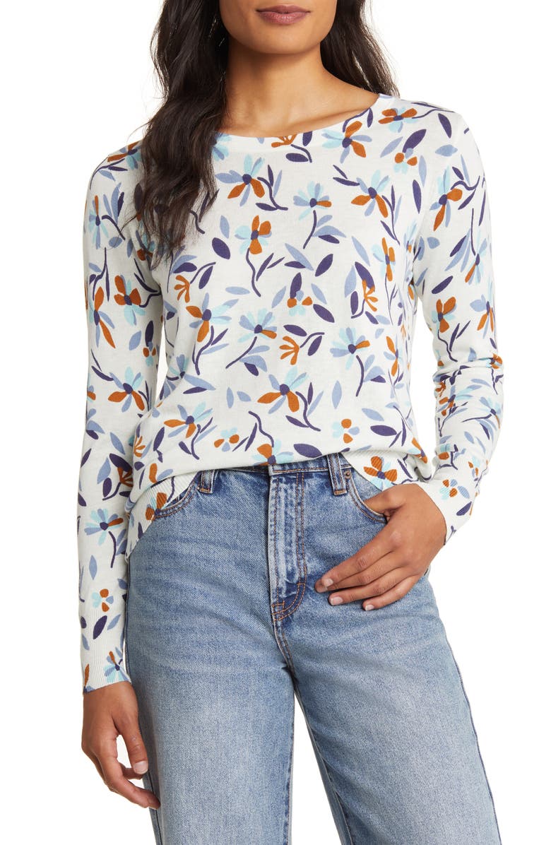 Hatley Katie Floral Print Crewneck Sweater, Main, color, 