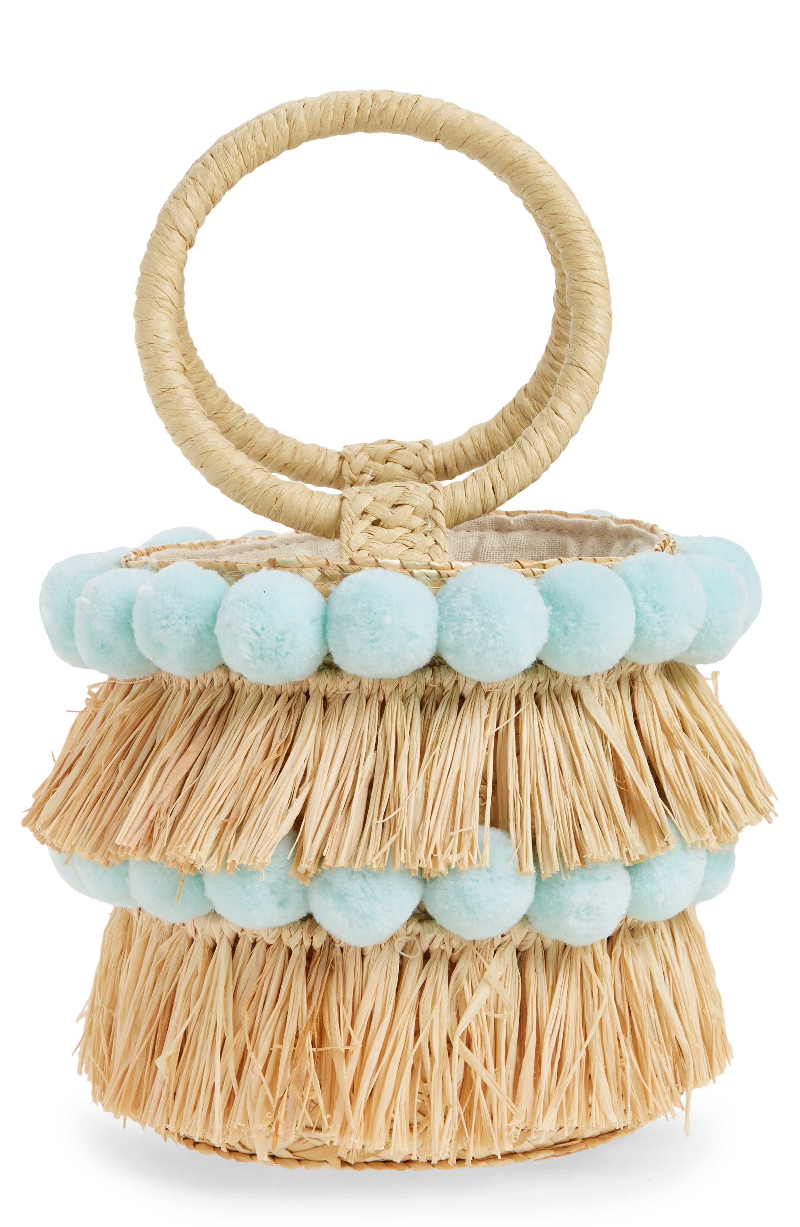 BTB Los Angeles Liv Round Bucket Bag with Bracelet Handles, Main, color, 