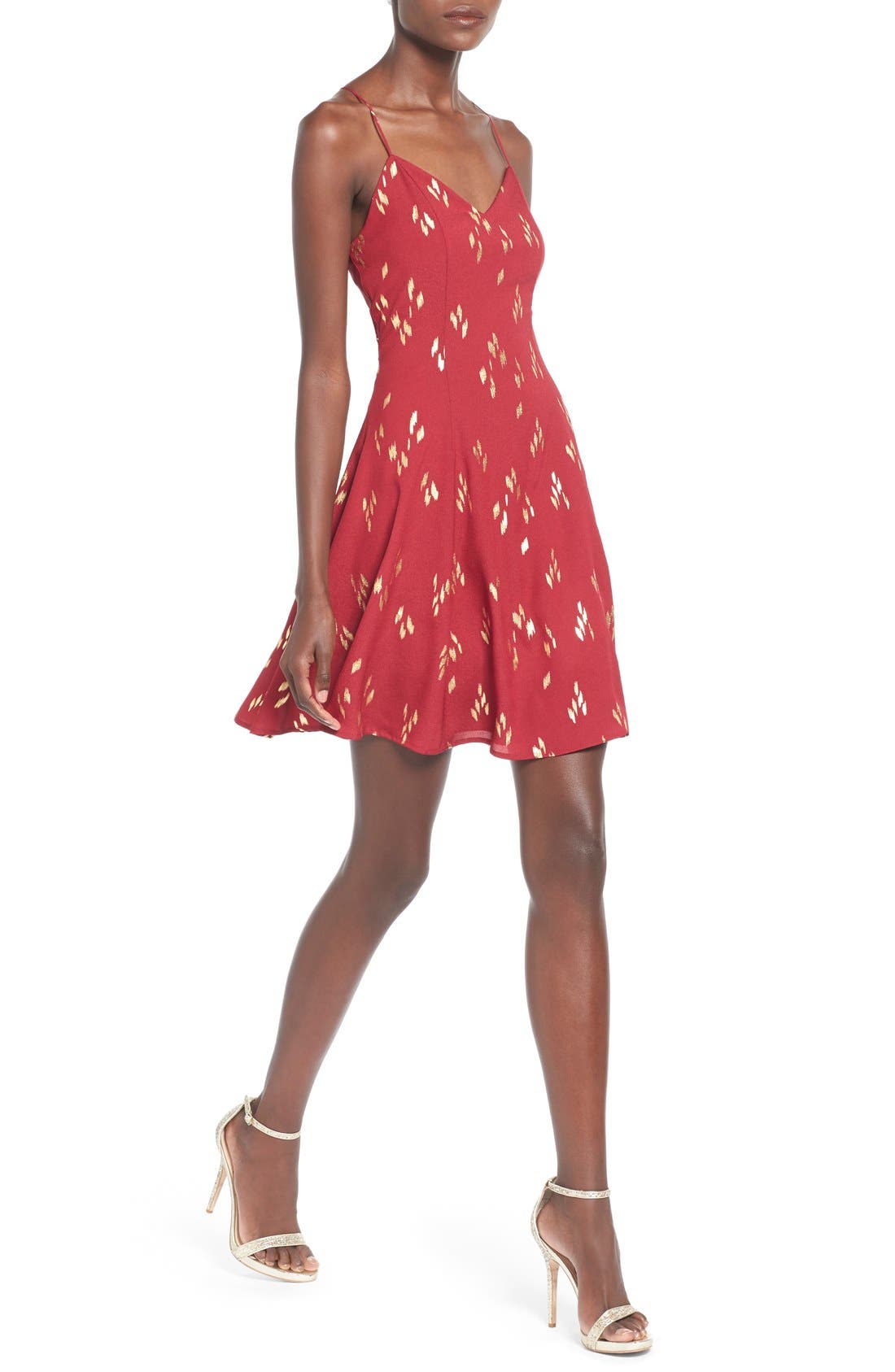 EVERLY Foil Print Fit & Flare Dress (Women) | Nordstrom