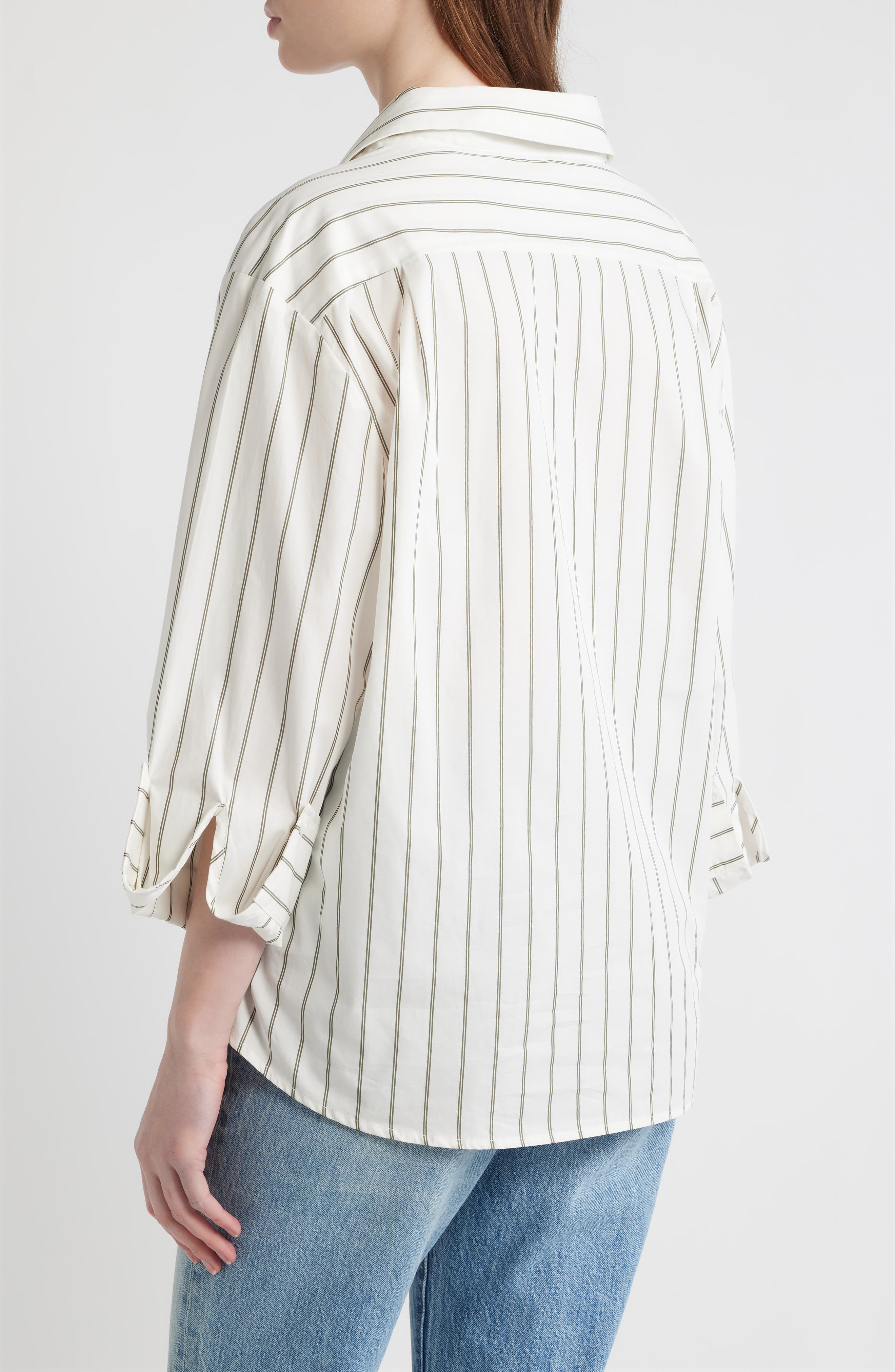 Asymmetric Stripe Wrap Shirt - image 2
