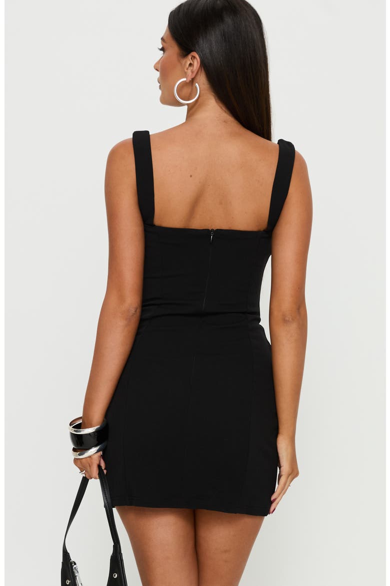 Jackelyn Bonded Buckle Minidress, Alternate, color, BLACK