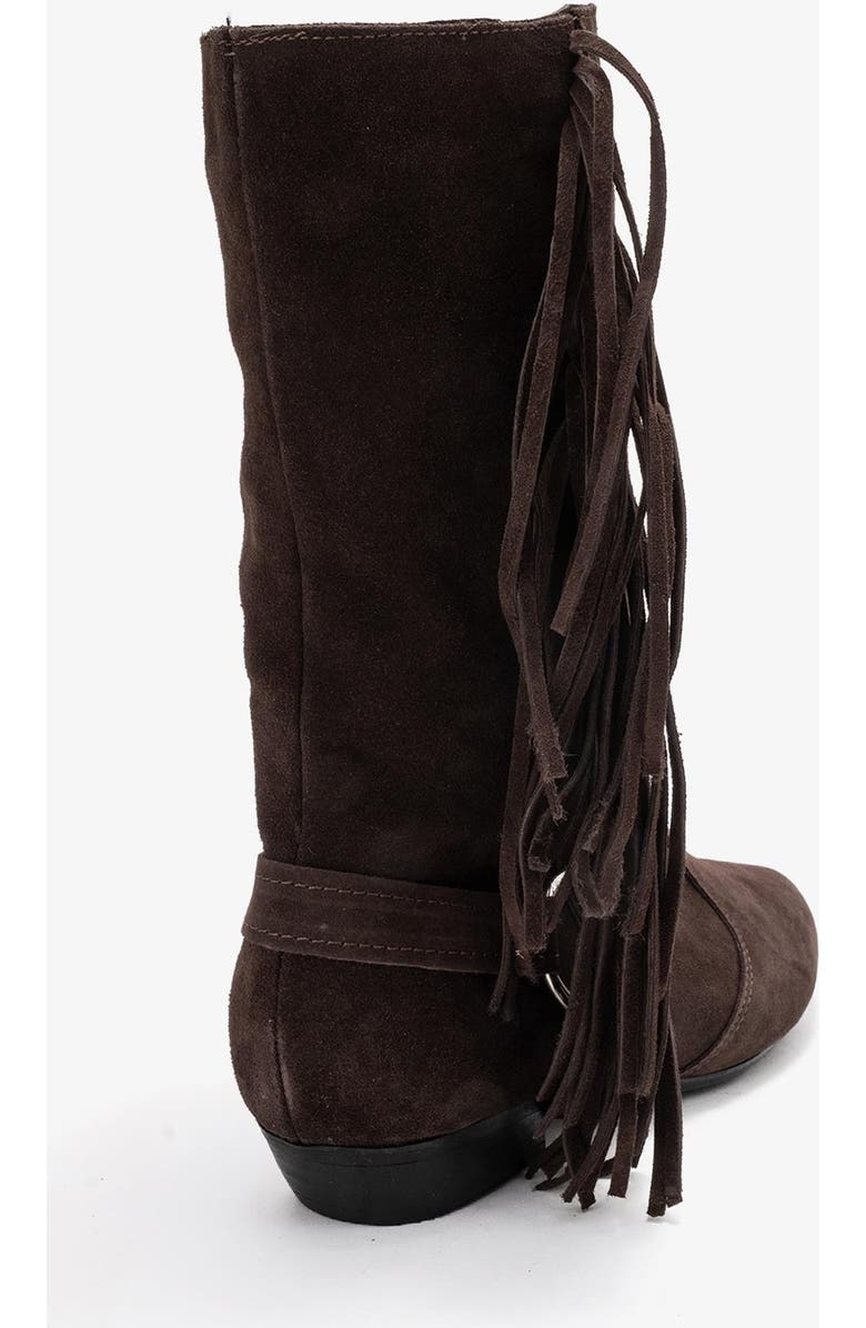 Forever & Always Shoes Selora Leather Buckle Western Boot, Alternate, color, Brown Suede Leather