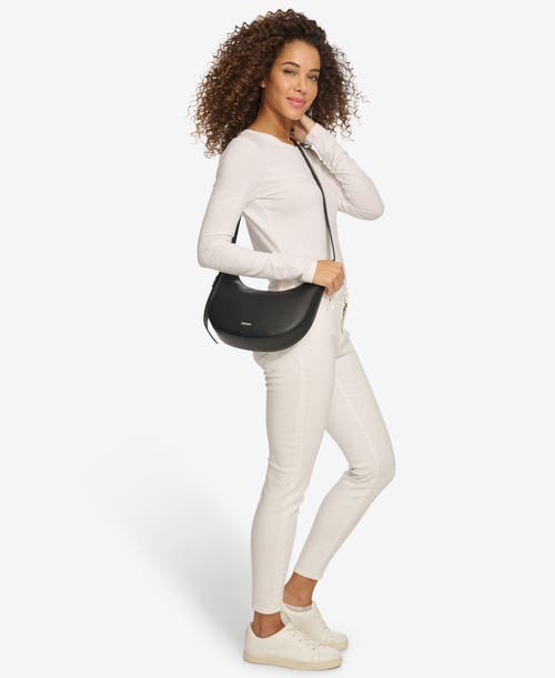 Dkny Bleeker Small Leather Crossbody In Black/silver