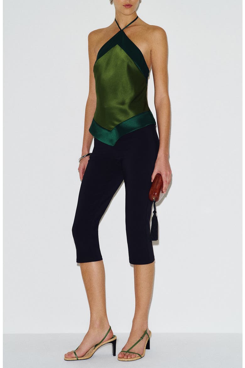 Jillian Halter Silk Top, Alternate, color, TOPIARY