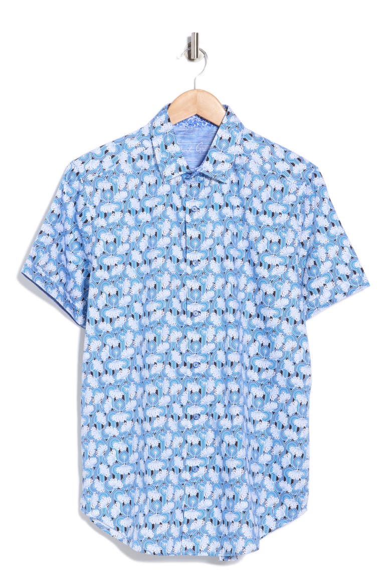 Print Short Sleeve Shirt, Alternate, color, BLUE MULTI