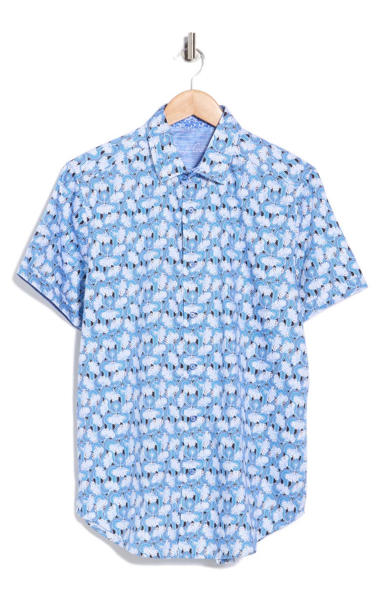 Robert Graham Print Short Sleeve Shirt, Alternate, color, Blue Multi