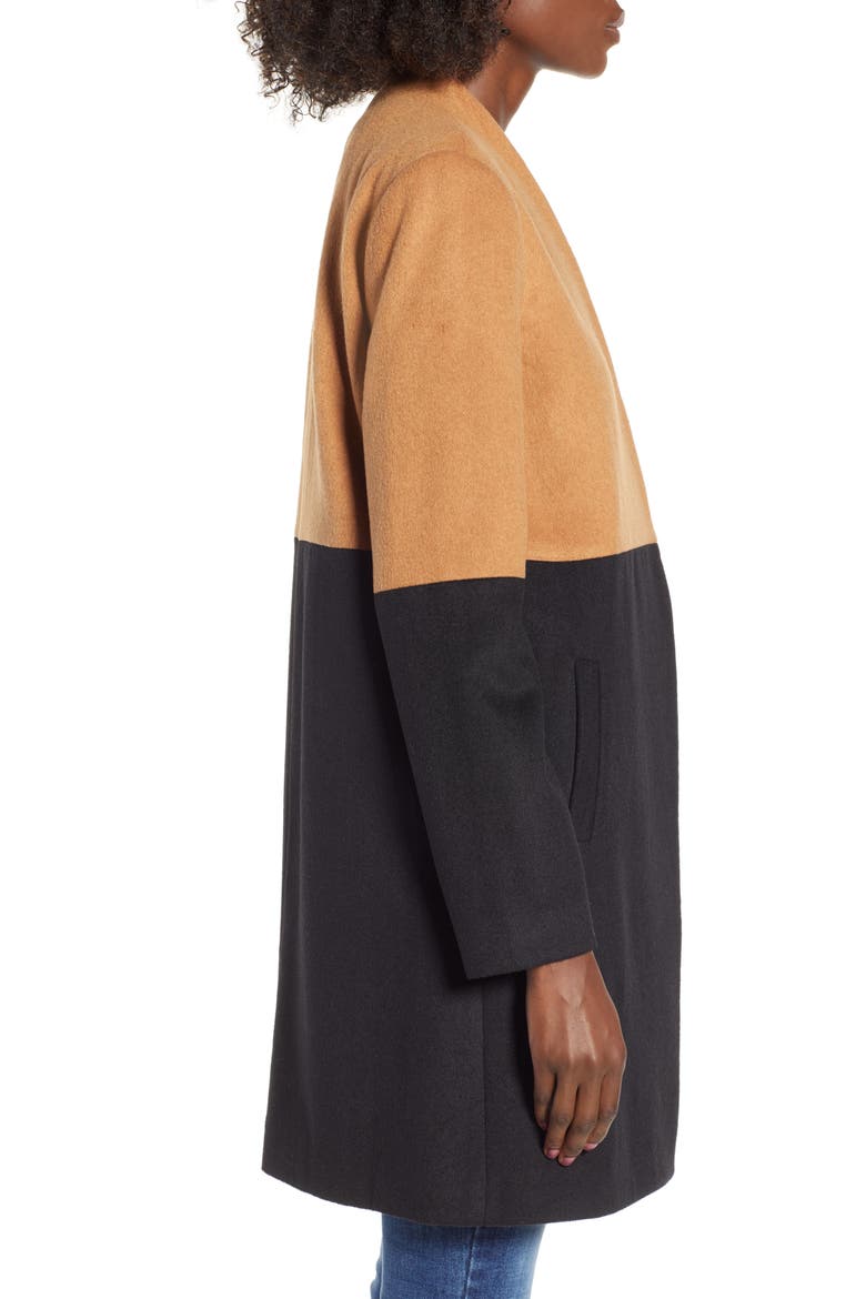 Colorblock Coat, Alternate, color, CAMEL/ BLACK