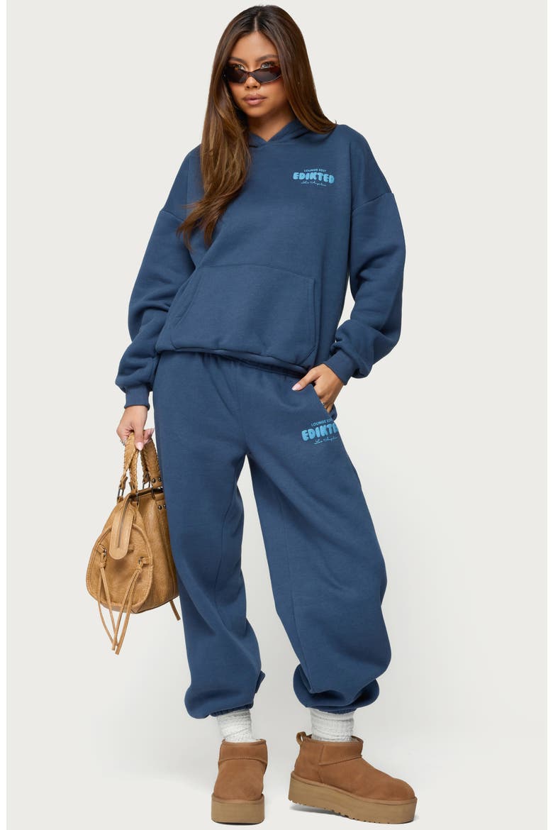 Lounge Edit Fleece Logo Graphic Hoodie, Alternate, color, NAVY