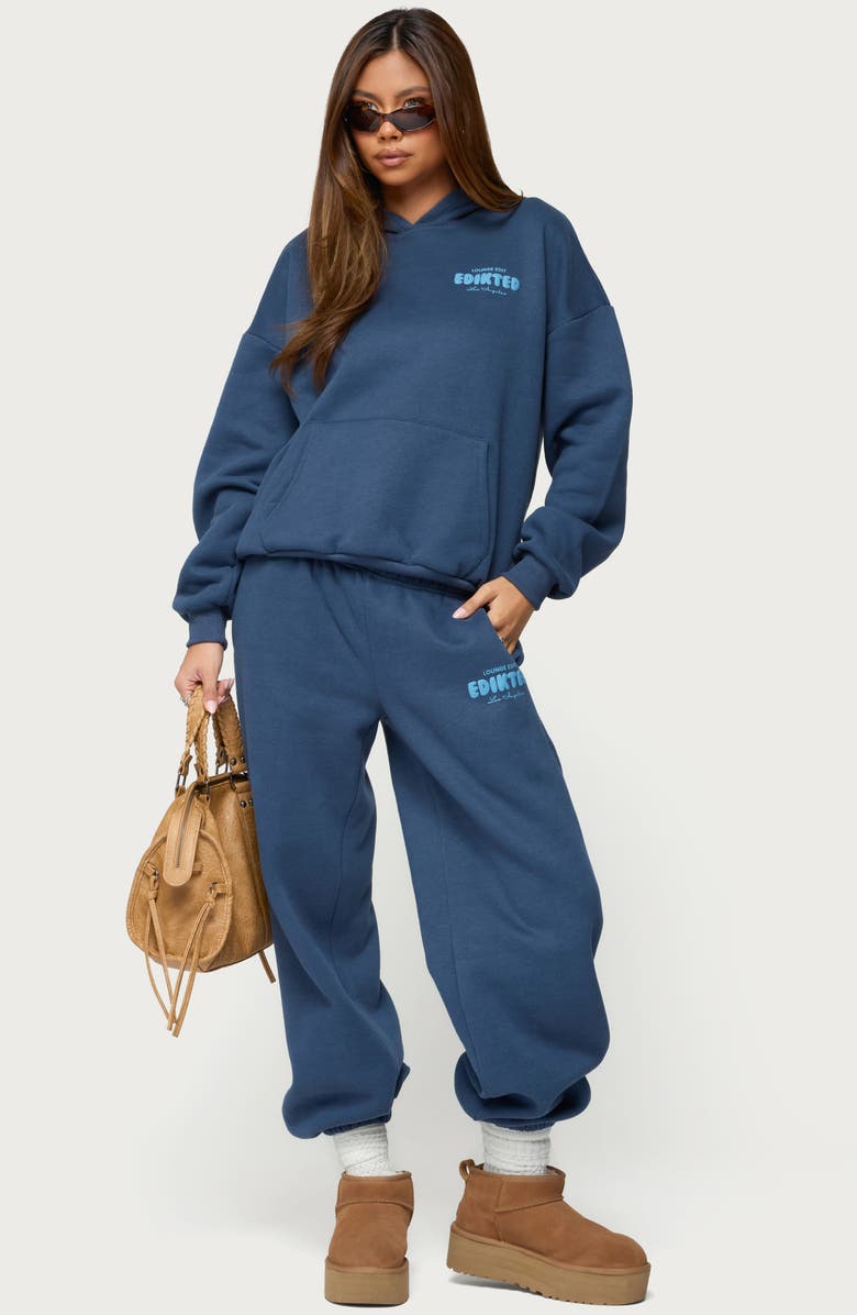 EDIKTED Lounge Edit Fleece Logo Graphic Hoodie, Alternate, color, 