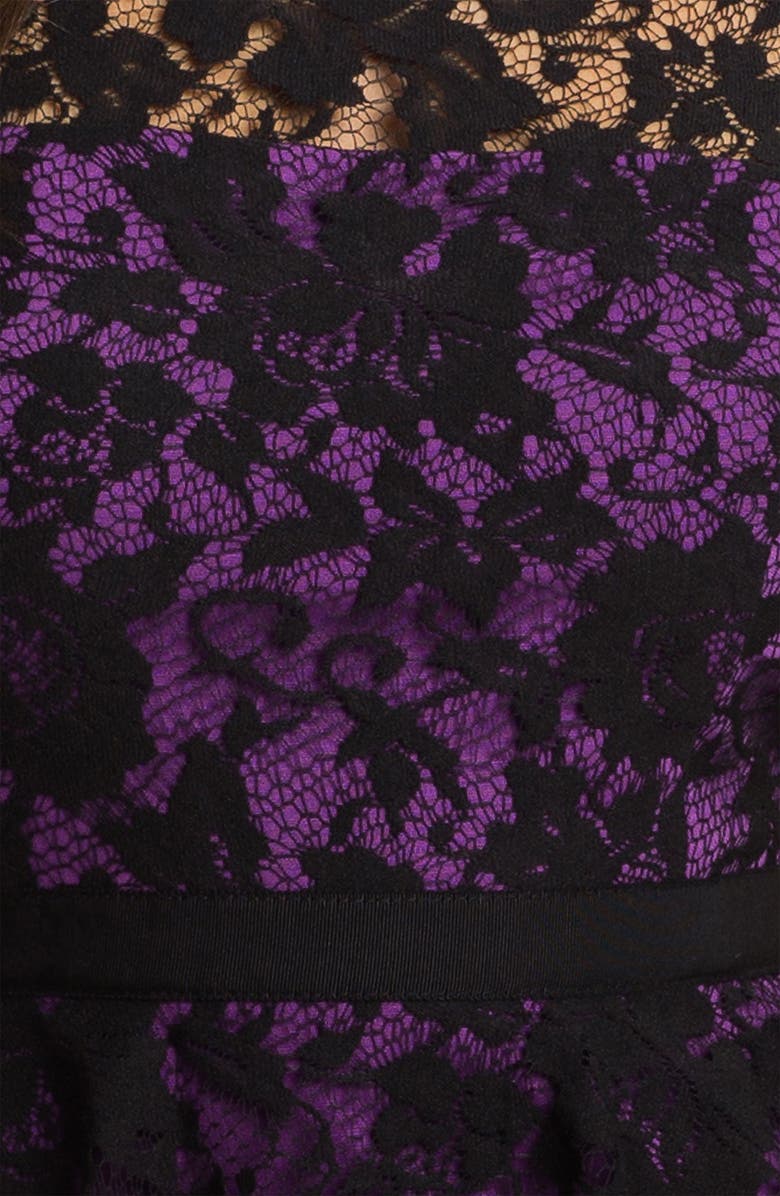 Donna Morgan Lace Overlay Peplum Dress, Alternate, color,