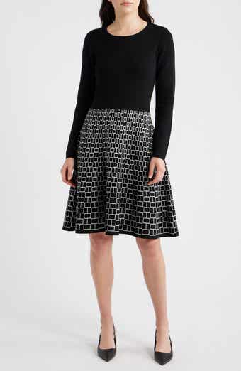 Long Sleeve Jacquard Sweater Dress
