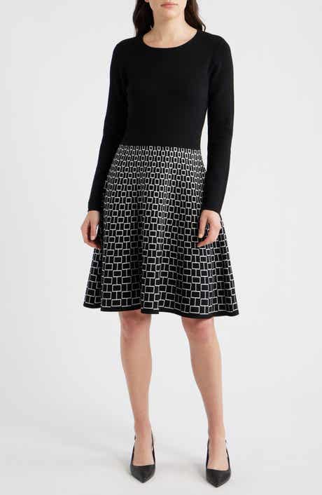 Long Sleeve Jacquard Sweater Dress