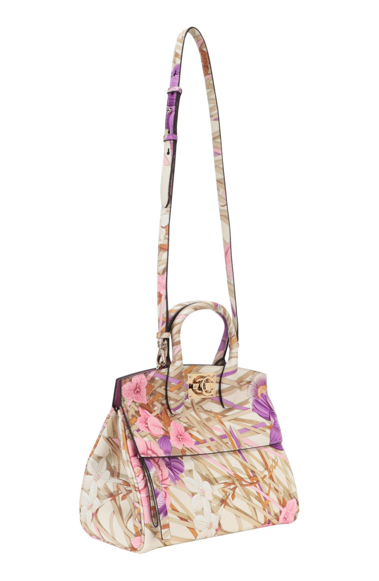 FERRAGAMO Gancini Print Leather Tote Bag, Alternate, color, 