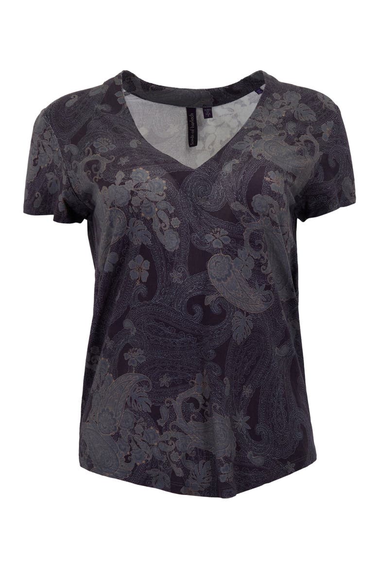 Paisley Explosion Womens V-neck Printed Top, Alternate, color, PAISLEY EXPLOSION BLACK