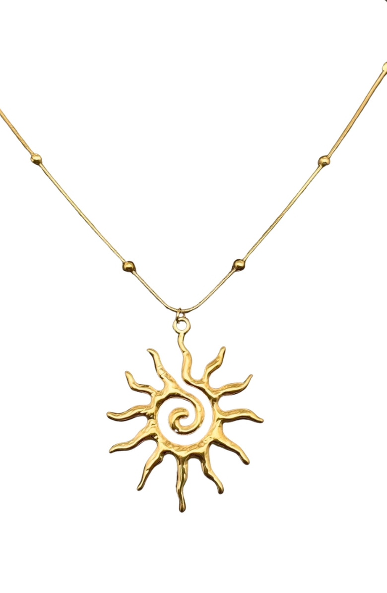 Humanist Beauty Vortex Sun Pendant Necklace, Alternate, color, Gold