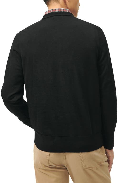 Brooks Brothers Ultimate Merino Wool Cewneck Sweater In Black