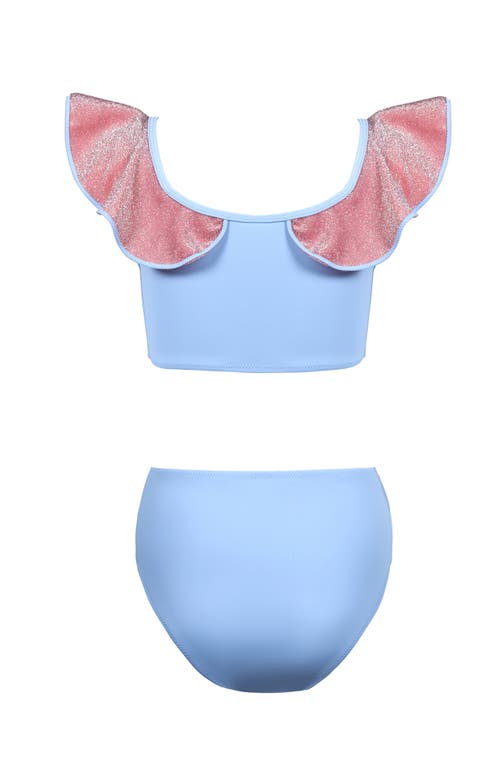 Nessi Byrd Kids' Glitter Ruffle Ruched Bikini Set In Multi