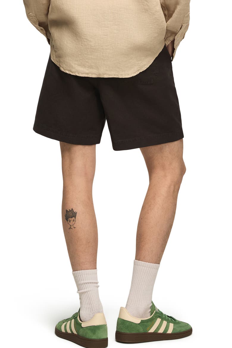 Linen & Cotton Pull-On Shorts, Alternate, color, RAVEN