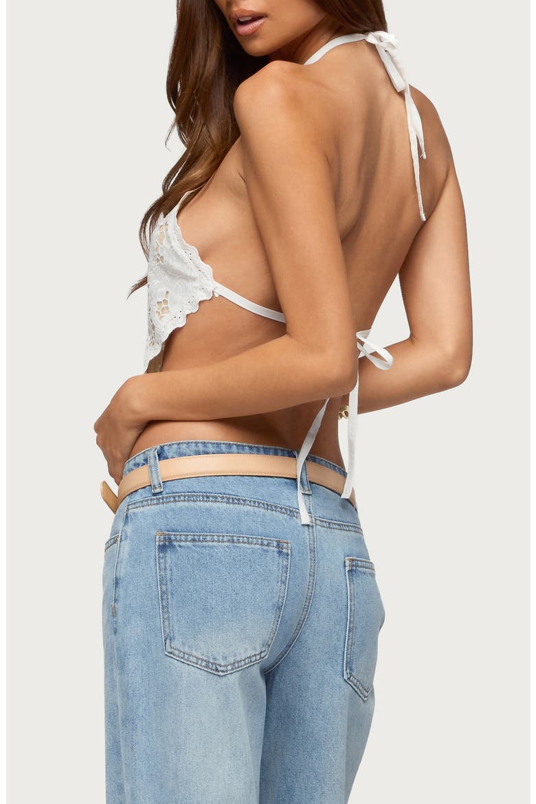 Handkerchief Lace Open Back Halter Top, Alternate, color, WHITE