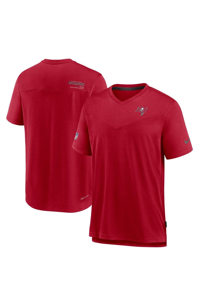 Nike Men's Nike Red Tampa Bay Buccaneers Sideline Coach Chevron Lock Up Logo V-Neck Performance T-Shirt, Main, color, Red