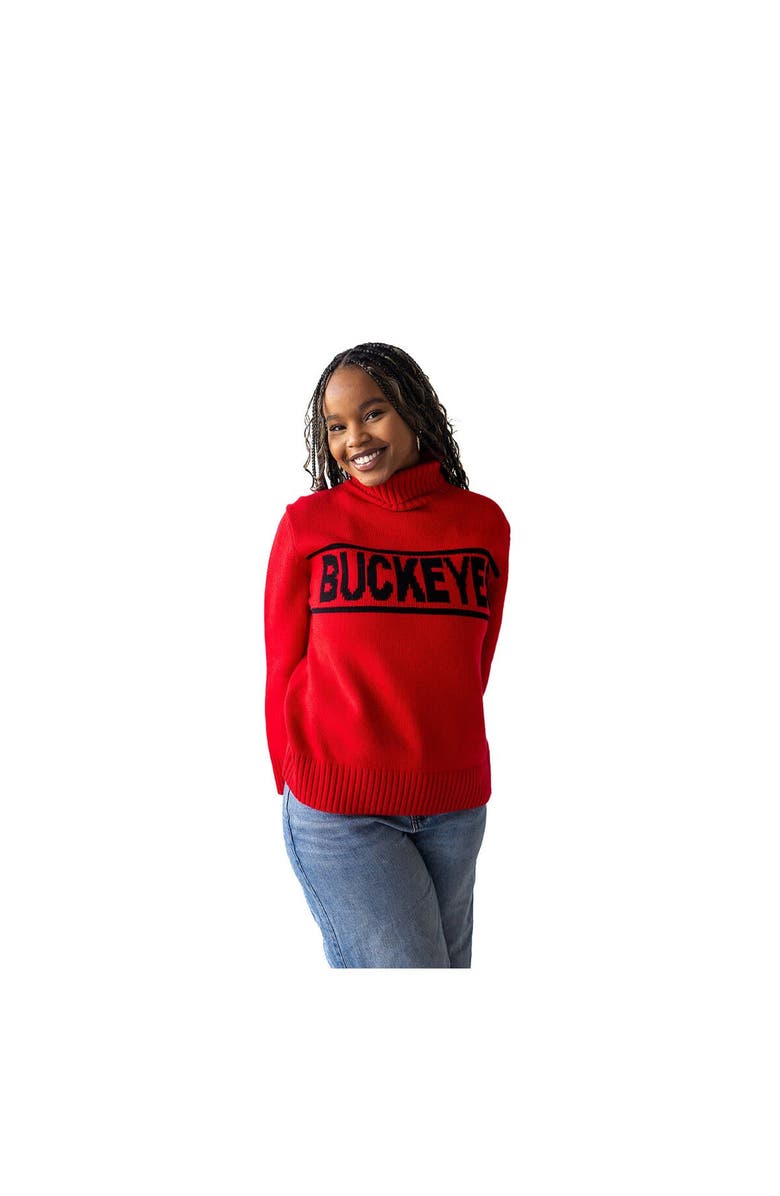Gameday Social Women's Gameday Social Scarlet Ohio State Buckeyes Chenille Turtleneck Sweater, Alternate, color, Scarlet