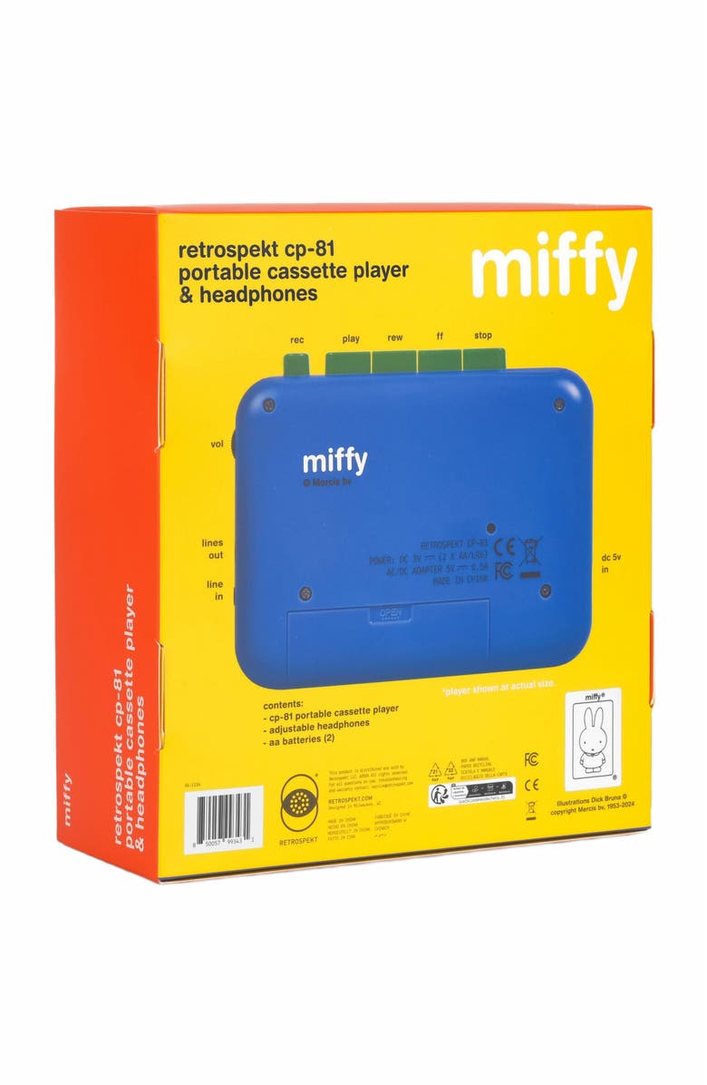 Retrospekt Miffy + Retrospekt CP-81 Portable Cassette Player, Alternate, color, Blue