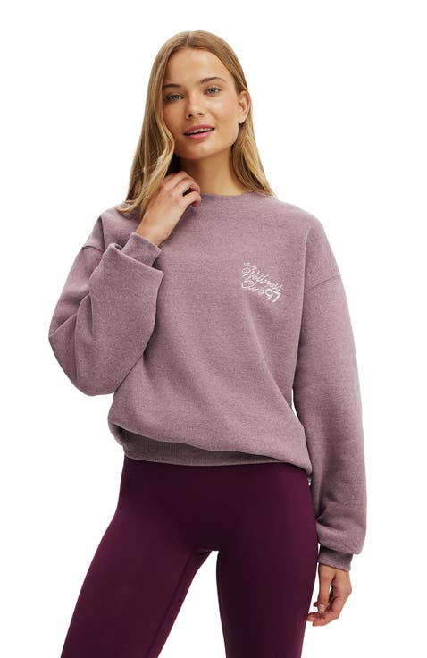Women's Active Plush Graphic Crew Sweatshirt