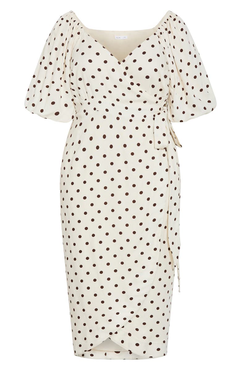 City Chic Claudine Print Wrap Midi Dress, Alternate, color, Sweet Spot