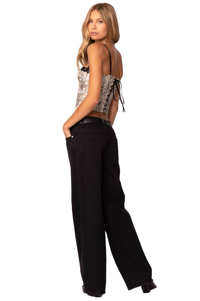 Snakeskin Print Denim Corset Camisole, Alternate, color, MIX
